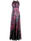 MARCHESA NOTTE FLORAL PRINTED CHIFFON GOWN