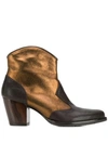 CHIE MIHARA METALLIC LEATHER COWBOY ANKLE BOOTS