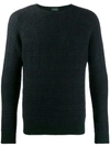 Zanone Textured Knit Sweater In Z2569 Green
