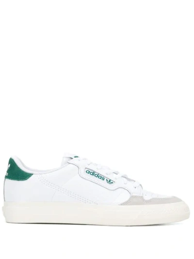 Adidas Originals Continental 80 Vulc Trainers In Leather With Green Tab-white