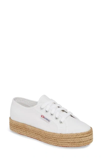 Superga 2730 Cotropew Espadrille Platform Trainer In White