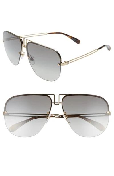 Givenchy 64mm Oversize Aviator Sunglasses - Gold/ Grey