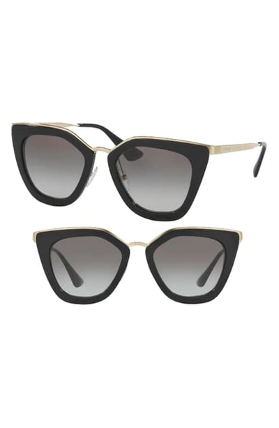 Prada Gradient Metal-trim Geometric Cat-eye Sunglasses In Grey Gradient