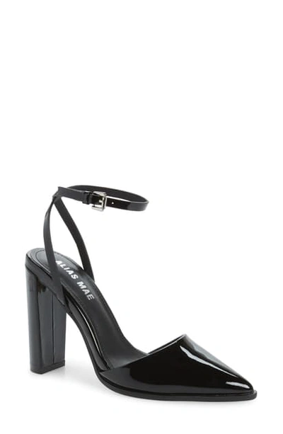 Alias Mae Layton Ankle Strap Pump In Black Patent Leather