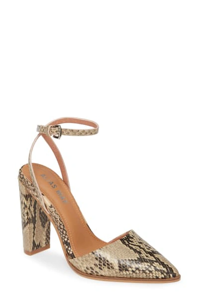 Alias Mae Layton Ankle Strap Pump In Beige Snake Print Leather