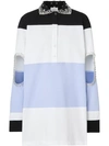 BURBERRY CRYSTAL AND CUT-OUT DETAIL COTTON OVERSIZED POLO SHIRT