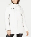 Vince Camuto Hooded Double Zipper Puffer Coat In Marshmellow