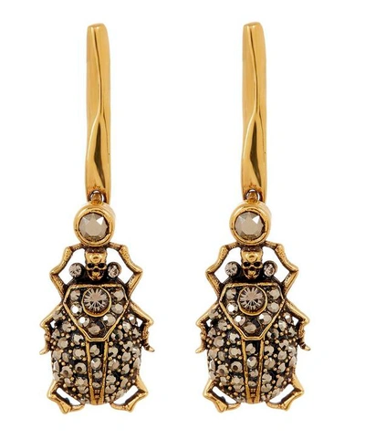 Alexander Mcqueen Gold-tone Crystal Beetle Drop Earrings