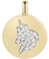 ALEX WOO SWAROVSKI ZIRCONIA UNICORN "ONE OF A KIND" REVERSIBLE CHARM PENDANT IN 14K GOLD-PLATED STERLING SILV
