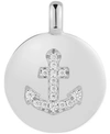 ALEX WOO SWAROVSKI ZIRCONIA ANCHOR "BE STRONG" REVERSIBLE CHARM PENDANT IN STERLING SILVER