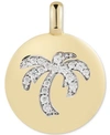 ALEX WOO CUBIC ZIRCONIA PALM TREE "GOOD VIBES ONLY" REVERSIBLE CHARM PENDANT IN 14K GOLD-PLATED STERLING SILV