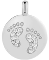 ALEX WOO CUBIC ZIRCONIA FOOTPRINT "FOREVER PRECIOUS" REVERSIBLE CHARM PENDANT IN STERLING SILVER