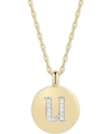 ALEX WOO CUBIC ZIRCONIA INITIAL REVERSIBLE CHARM PENDANT NECKLACE IN 14K GOLD-PLATED STERLING SILVER, ADJUSTA