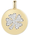 ALEX WOO CUBIC ZIRCONIA CLOVER "LUCKY TO HAVE" REVERSIBLE CHARM PENDANT IN 14K GOLD-PLATED STERLING SILVER