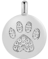 ALEX WOO SWAROVSKI ZIRCONIA PAWPRINT "PUPPY LOVE" REVERSIBLE CHARM PENDANT IN 14K GOLD-PLATED STERLING SILVER