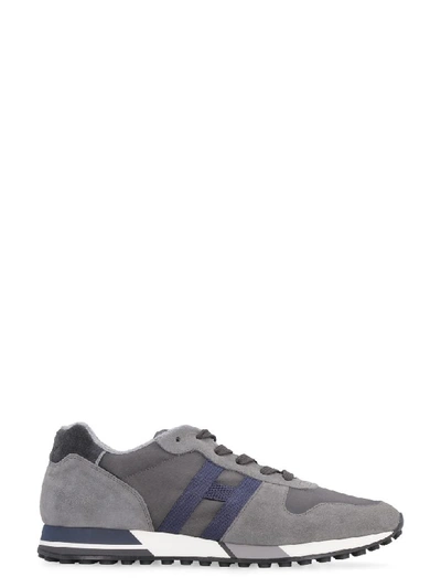 Hogan Suede And Fabric Low-top Trainers In Grey