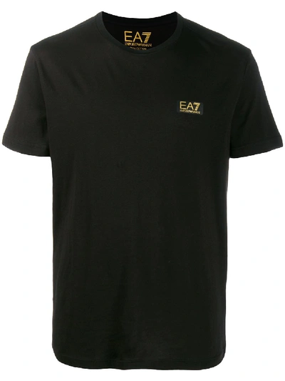 Ea7 Train Logo Cotton Jersey T-shirt In Black