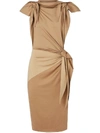 Burberry Tie Detail Tri-tone Silk Jersey Dress In Brown