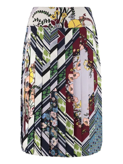 Tory Burch Floral Print Pleated Skirt In Multicolor