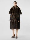 BURBERRY Faux Fur Cape Coat