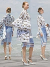 BURBERRY Embellished Oyster Print Silk Oversized Shirt