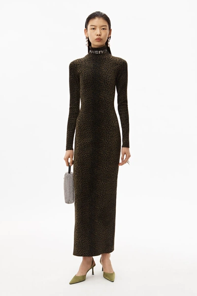 Alexander Wang Chenille Turtleneck Dress In Black And Gold