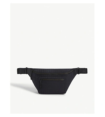 Dries Van Noten Pinstripe Cotton-blend Belt Bag In Navy