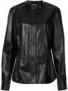 TOM FORD BAND COLLAR LEATHER SHIRT