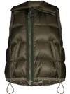 Sacai Asymmetric Zip Up Puffer Vest In Brown