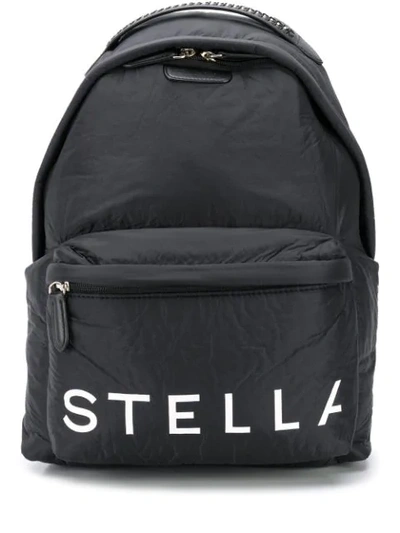 Stella Mccartney Rainbow Jacquard Straps Padded Backpack In Black