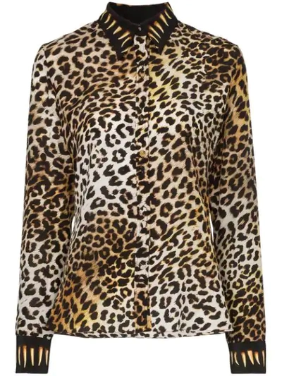 Rockins Leopard Print Silk Shirt In Brown