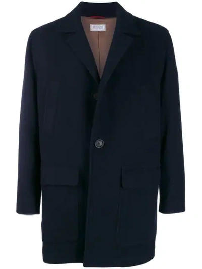 Brunello Cucinelli Cashmere Single-breasted Coat In Blue