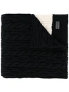 Saint Laurent Cable Knit Wool Blend Scarf In Black