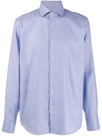 Hugo Boss Micro Texture Button Shirt In Blue