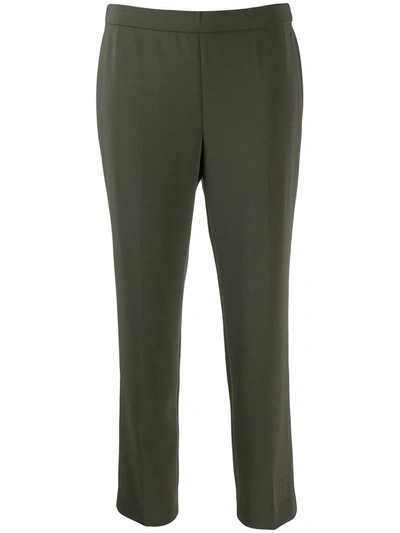 Theory Women's Crepe Basic Pull-on Cropped Trousers In Green Slate