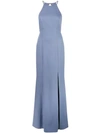 AMSALE AMSALE FLARED HALTER NECK GOWN - 灰色