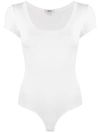 Agolde Ribbed Stretch-jersey Thong Bodysuit In White