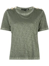 Veronica Beard Shoulder-button Military T-shirt In Green