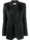 SAINT LAURENT SAINT LAURENT SATIN PEAK LAPEL BLAZER - 黑色