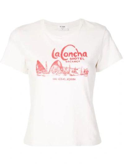 Re/done La Concha Motel Classic Cotton T-shirt In White