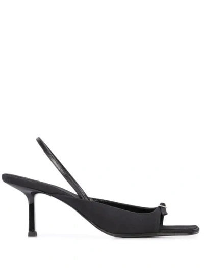 The Row Buckled Crepe De Chine And Leather Slingback Sandals In Black