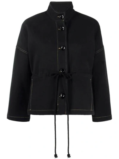 Song For The Mute Contrast-stitch Drawstring Jacket In Black