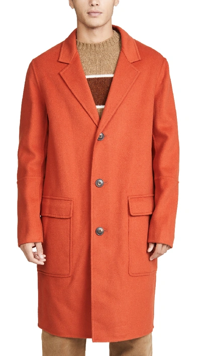 Ami Alexandre Mattiussi Wool And Cashmere-blend Coat In Orange