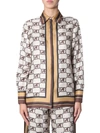 Alberta Ferretti Logo Chain Print Shirt In Beige