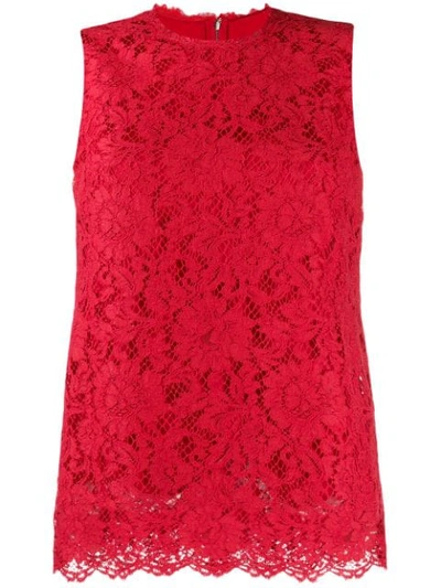 Dolce & Gabbana Sleeveless Cordonetto Lace Shift Dress In Red