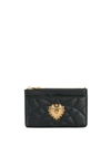 Dolce & Gabbana Medium Devotion Quilted Card Holder In Black