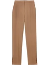 BURBERRY STRAIGHT FIT BUTTON DETAIL WOOL BLEND TAILORED TROUSERS