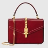 Gucci Sylvie 1969 Patent Leather Mini Top Handle Bag In Bordeaux
