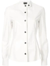 TOM FORD BAND COLLAR LEATHER SHIRT