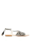 SARAH CHOFAKIAN WOVEN LEATHER FLAT SANDALS